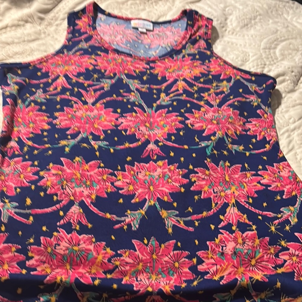 Floral Sleeveless Top - Pink and Blue